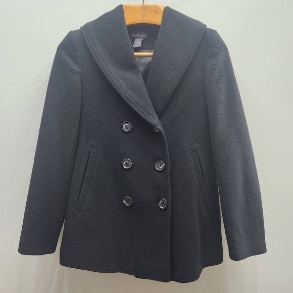 Elegant Black Double-Breasted Pea Coat - Picture 1 of 9